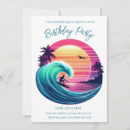 Födelsedagsfest-Ride Wave at Sunset Inbjudningar
