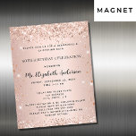 Födelsedagsfest ro guld elegant: formell lyx magnetisk inbjudningskort<br><div class="desc">För en elegant 50:e (eller någon ålder) födelsedagsfest. En övertoningsbakgrund för ro guld. Dekorerad med ro guld faux glitter. Anpassa och lägg till information om namn och party. Namn är skrivet med ett handskript i stil</div>