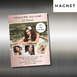 Födelsedagsfest ro guld fotokollage lyxur magnetisk inbjudningskort<br><div class="desc">Skapa din egen unika fotokollage. Använda fyra,  fyra av dina favoritfoton. Anpassa och lägg till information om namn och party. Färggradientbakgrund i ro guld,  svart text.</div>