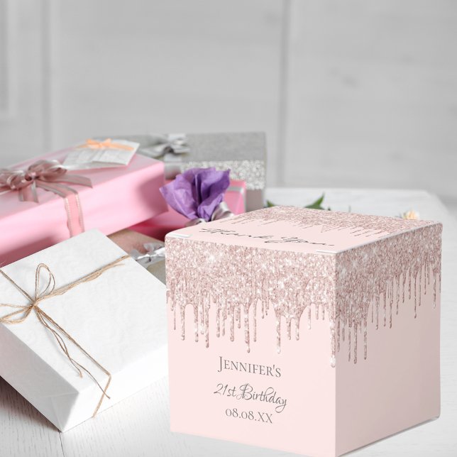 Födelsedagsfest ro guld rosa droppar presentaskar (Skapare uppladdad)