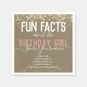 Födelsedagsfest Roligt Facts Guld Glitter Girly N Pappersservett
