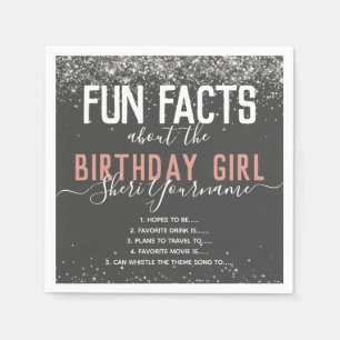 Födelsedagsfest Roligt Facts Rosa Glitter Girly Na Pappersservett