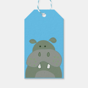 födelsedagsfest roligt-hippo-zoomtema presentetikett