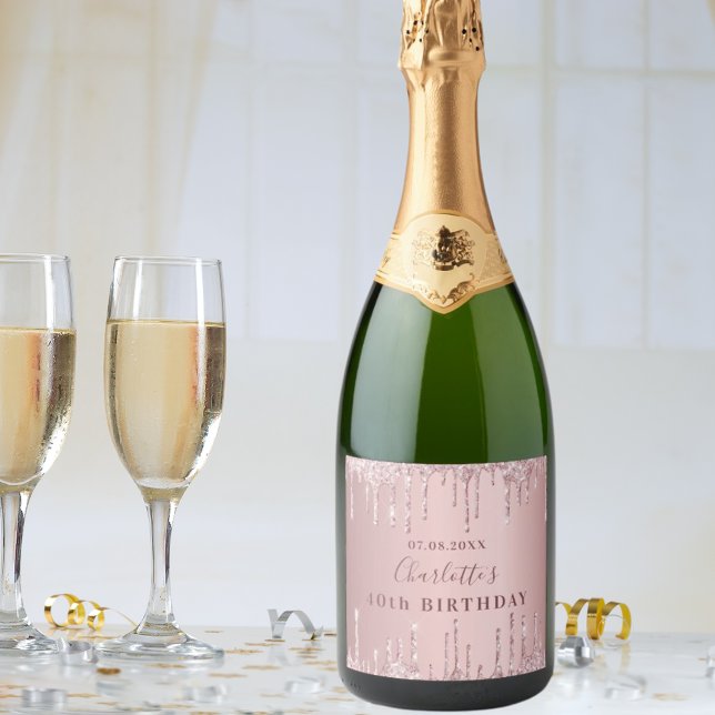 Födelsedagsfest rosa dusty ro glitter monogram (Skapare uppladdad)