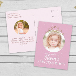Födelsedagsfest Rosa Foto Prinsessa Enkel Söt Vykort