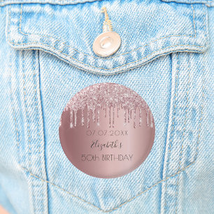 Födelsedagsfest rosa glitter droppar namn vid knapp