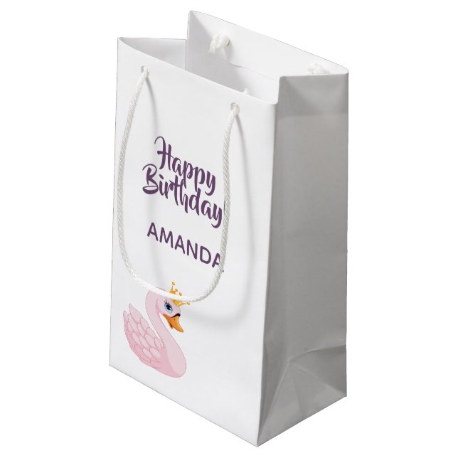 Födelsedagsfest rosa lila princess svan söt (Baksidan Vinklad)