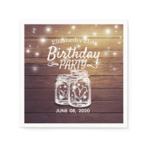 Födelsedagsfest Rustic Wood Mason Burk String Ljus