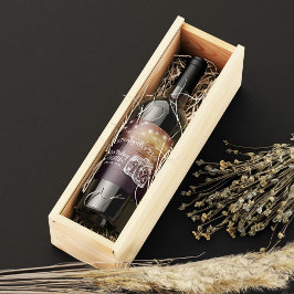 Födelsedagsfest Rustic Wood Mason Burk String Ljus Vinflaska Etikett