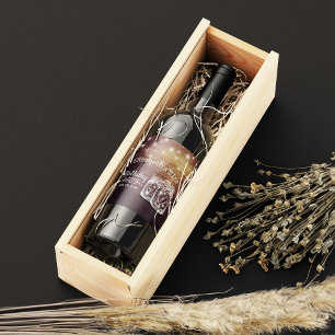 Födelsedagsfest Rustic Wood Mason Burk String Ljus Vinflaska Etikett