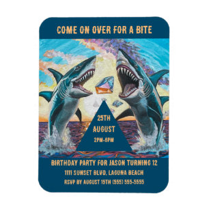 Födelsedagsfest-Shark Breaching for Shiny Gems- Magnet
