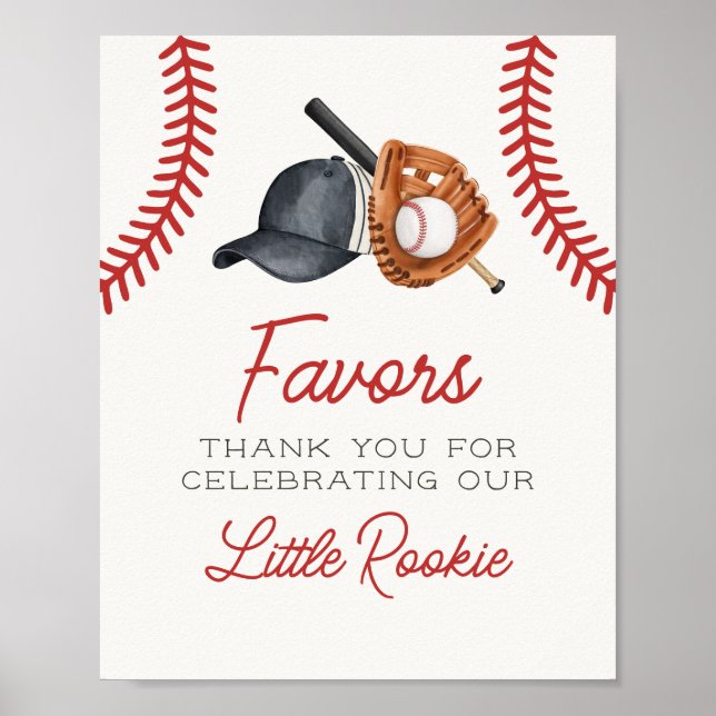 Födelsedagsfest-signatur för baseball Little Rooki Poster (Framsidan)