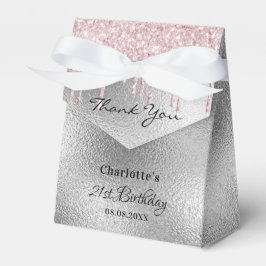 Födelsedagsfest silver glitter droppar rosa tack f presentaskar