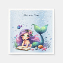 Födelsedagsfest Sjöjungfru av vattenfärgen Sea Lif