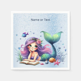 Födelsedagsfest Sjöjungfru av vattenfärgen Sea Lif Pappersservett