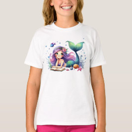 Födelsedagsfest Sjöjungfru av vattenfärgen Sea Lif T Shirt
