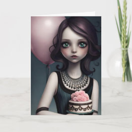 födelsedagsfest, söt söt flicka med ballonger kort