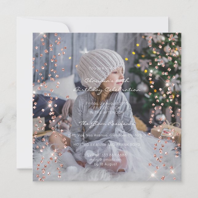 Födelsedagsfest Spark Foto Formal Confetti Spark Inbjudningar (Framsida)