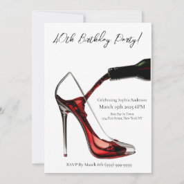 Födelsedagsfest-Stiletto med Vin Inbjudningar