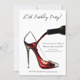 Födelsedagsfest-Stiletto med Vin Inbjudningar