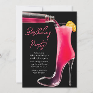 Födelsedagsfest-Stiletto och Cocktails Inbjudningar