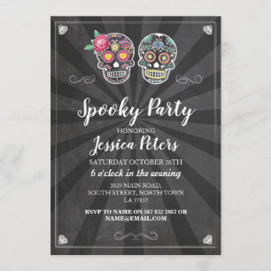 Födelsedagsfest Sugar Skull Halloween Inbjudan