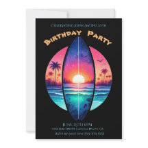 Födelsedagsfest-Surfboard i solnedgång