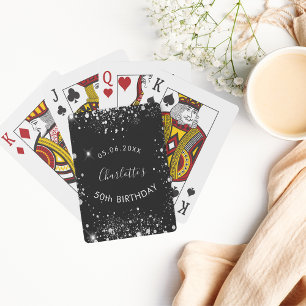 Födelsedagsfest svart damm från silver glitter nam casinokort