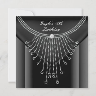 Födelsedagsfest Svart halsband Juvel Diamant Inbjudningar