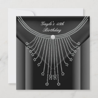 Födelsedagsfest Svart halsband Juvel Diamant Inbjudningar