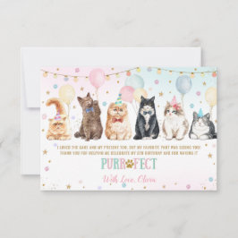 Födelsedagsfest T för Cute Adsible Pawty Cats Ball Tack Kort