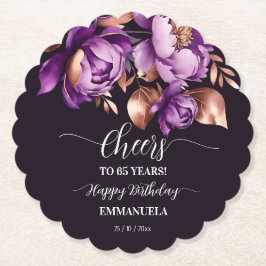 Födelsedagsfest tabbarware lila peonies-mall underlägg papper