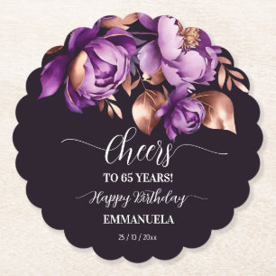 Födelsedagsfest tabbarware lila peonies-mall underlägg papper