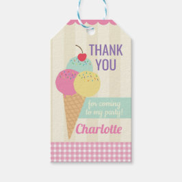 Födelsedagsfest Tack Märkre Ice-Cream Rosa Presentetikett