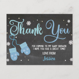 Födelsedagsfest Tack Mittens Blue Snöflingor Inbjudningar