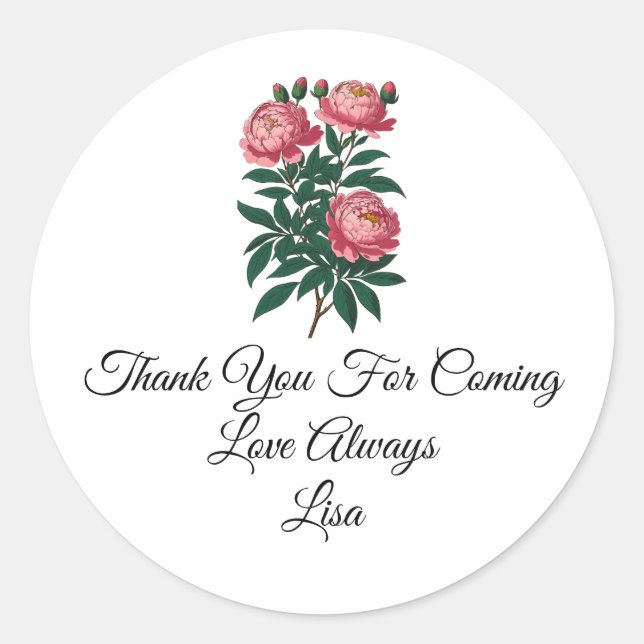 Födelsedagsfest Tack  Runt Klistermärke (Framsida)