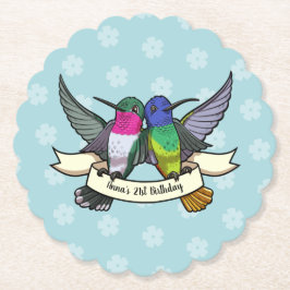 Födelsedagsfest Tecknad Färgämnet Hummingbird Underlägg Papper