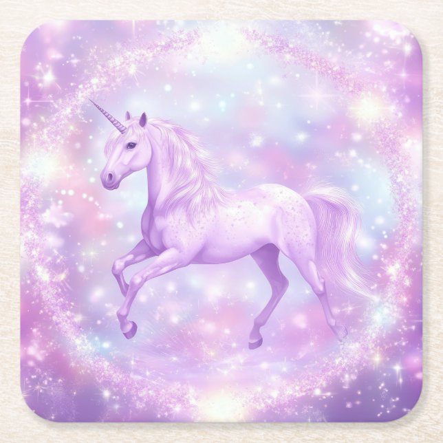 Födelsedagsfest Unicorn Papper Underlägg (Framsidan)
