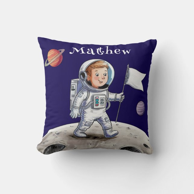 Födelsedagsfest utanför världen - astronauttema kudde (Framsida)