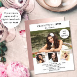 Födelsedagsfest vit ros-fotobudgetinbjudan flygblad<br><div class="desc">Skapa din egen unika fotokollage. Använda fyra,  fyra av dina favoritfoton. Anpassa och lägg till information om namn och party. Den vita bakgrunden på framsidan,  övertoningen ro guld på baksidan.</div>