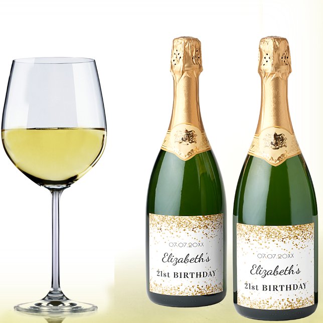 Födelsedagsfest, vitt damm från guld glitter namn (Skapare uppladdad)