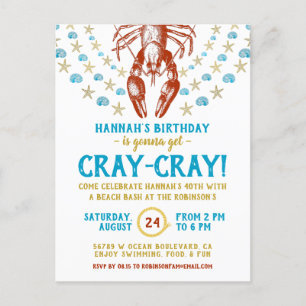 Födelsedagsfest Vuxen Nautical Beach Crayfish Inbjudan Vykort