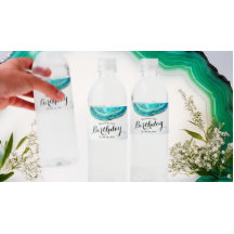 Födelsedagsfest Watercolor Teal & Guld Agate Geode