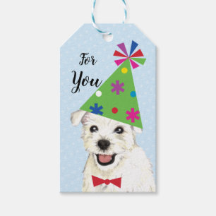 födelsedagsfest Westie Gift-Märkre Presentetikett