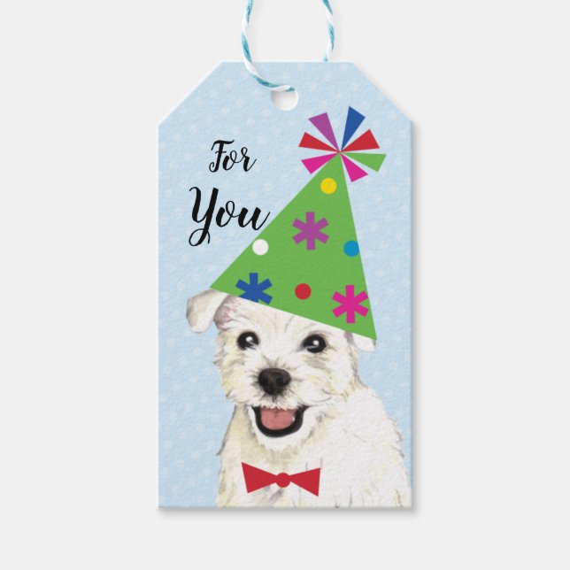Födelsedagsfest Westie Gift-Märkre Presentetikett (Framsidan)