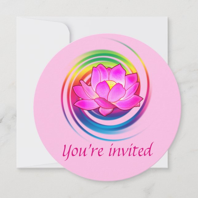 Födelsedagsfest Yoga Lotus Flower Rainbow Design Inbjudningar (Framsida)