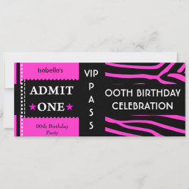 Födelsedagsfest Zebra Shock rosa Black Inbjudningar