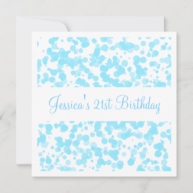 Födelsedagsfestblått bubblar & vit inbjudningar (Framsida)