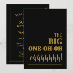 Födelsedagsfesten 100 svarta Guld Inbjudningar