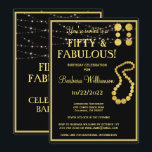 Födelsedagsfesten 50 & Fabulous Black Guld Inbjudningar<br><div class="desc">Elegant och charming 50 och Fabulous födelsedagsfest inbjudan. Den har en viss glam-smycken i roligten som extra beröring och det finns mycket att anpassa för att passa din egen händelse. Alla designfrågor, skicka bara ett e-postmeddelande till charmdesignstudio@rcn.com så hjälper vi oss gärna. Det finns många party-artiklar som skulle vara lämpliga...</div>